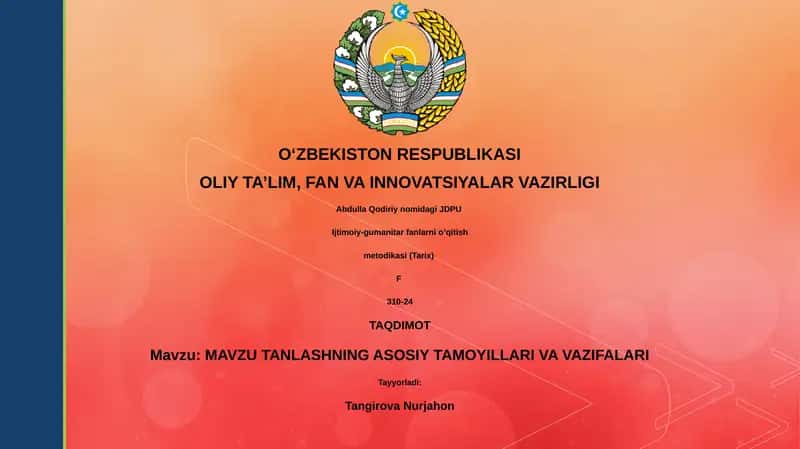 Ijtimoiy-gumanitar fanlarni o’qitish metodikasi (Tarix)
