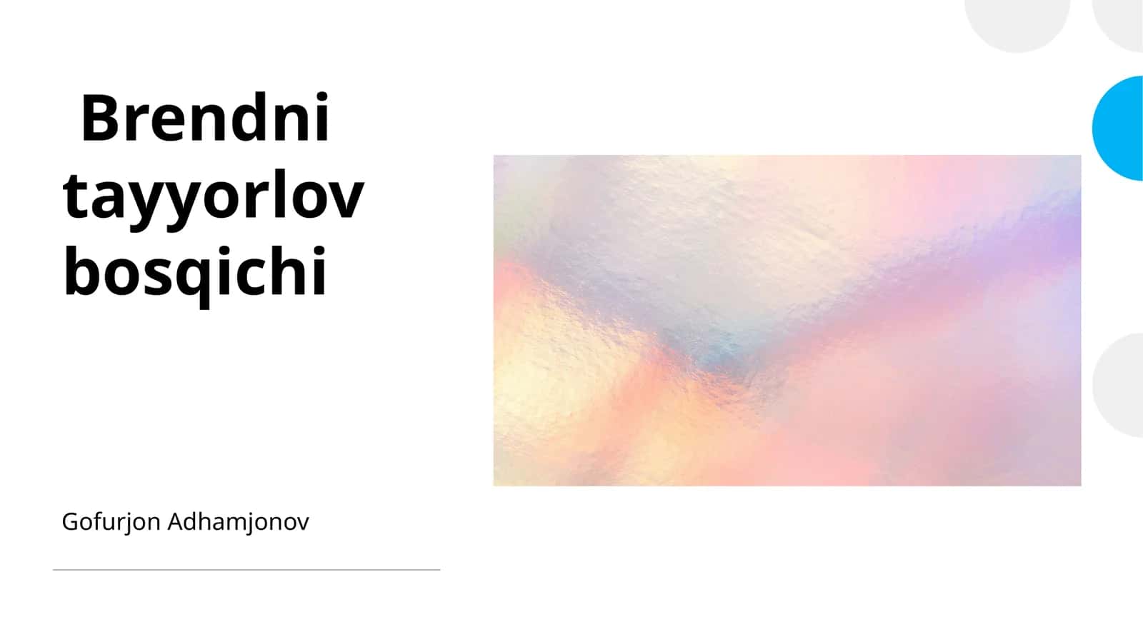 Brendni tayyorlov bosqichi