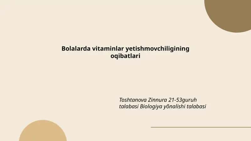 Bolalarda vitaminlar yetishmovchiligining oqibatlari