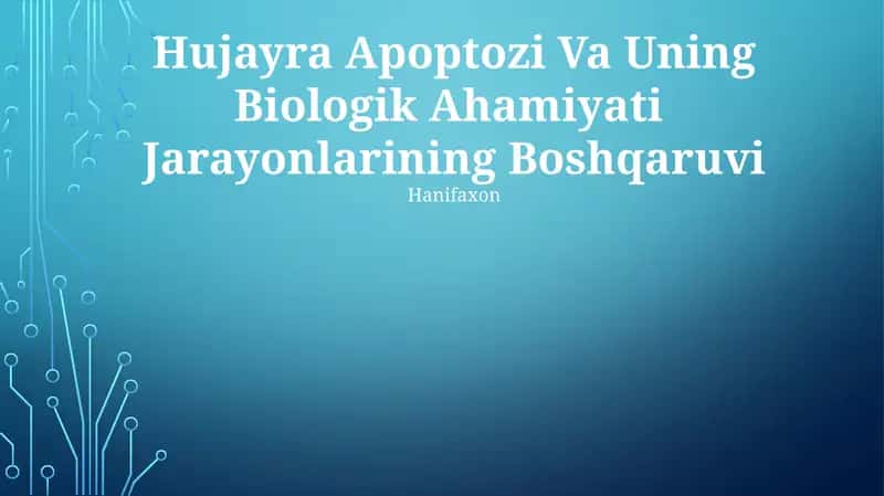 Hujayra Apoptozi Va Uning Biologik Ahamiyati Jarayonlarining Boshqaruvi