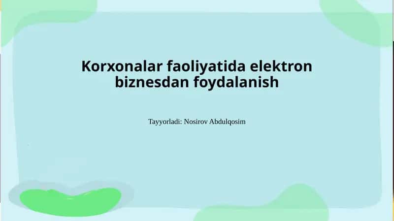 Elektron tijorat va biznes