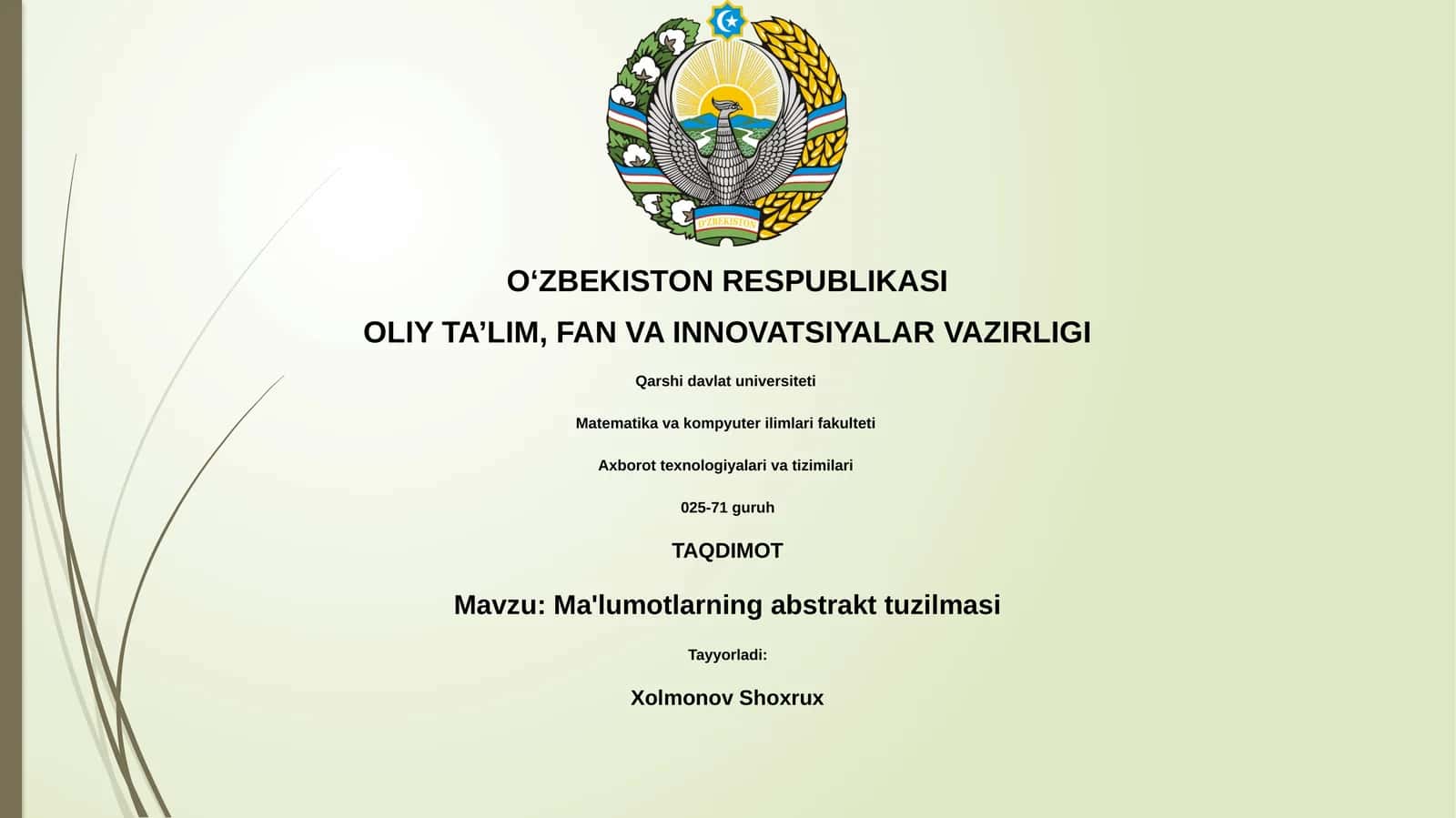Abstrakt Ma'lumotlar Tuzilmasi