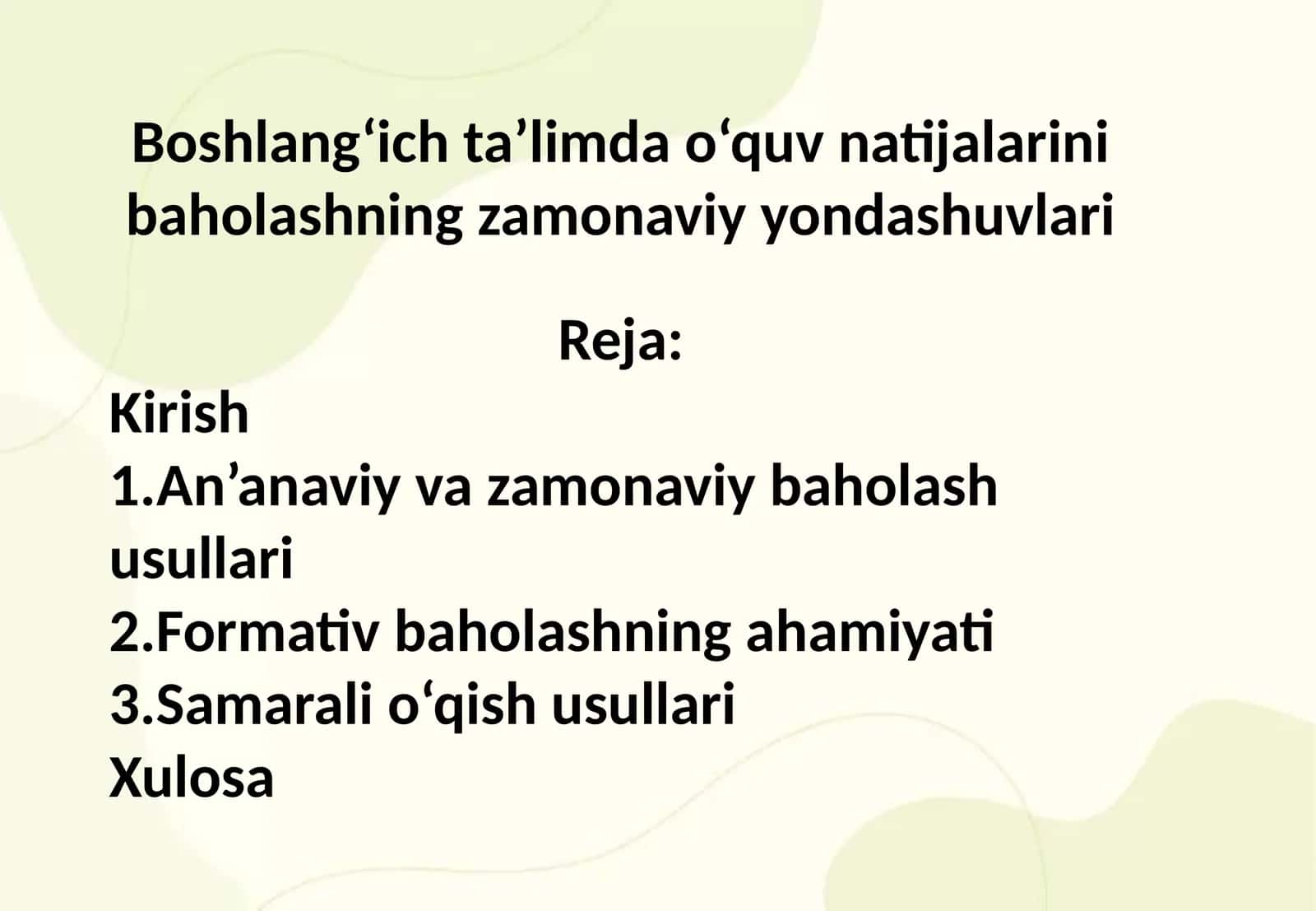 Boshlang‘ich ta’limda o‘quv natijalarini baholashning zamonaviy yondashuvlari