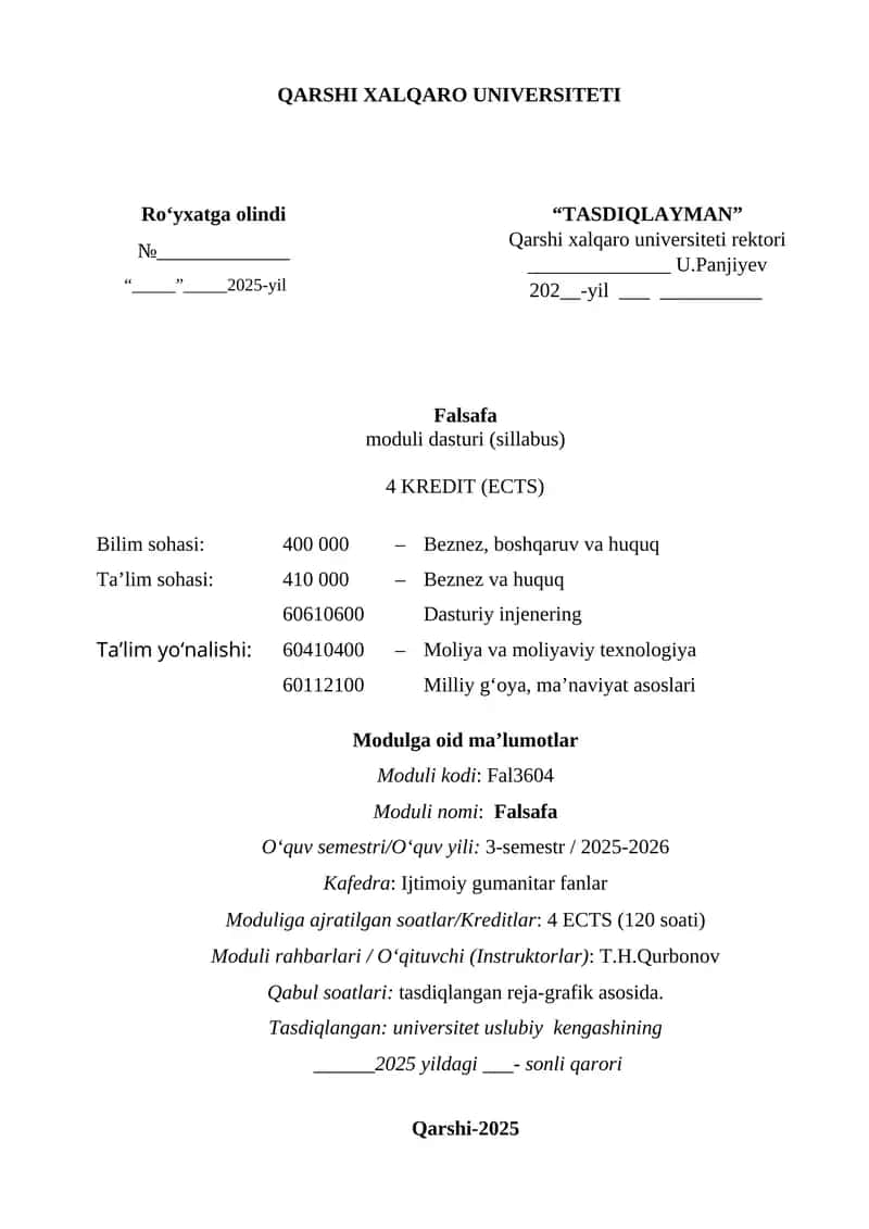 Moduli nomi: Falsafa