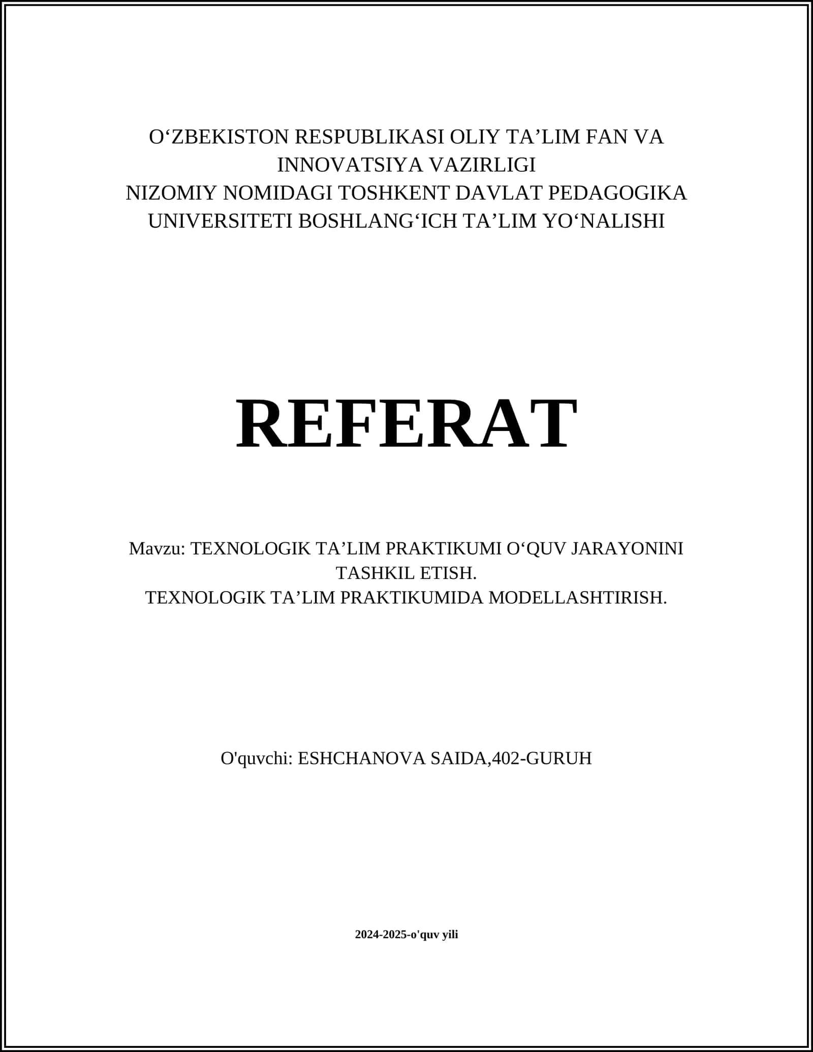 Texnologik ta'limning asosiy tushunchalari