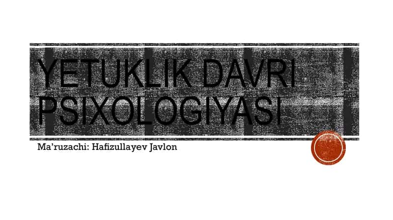 Yetuklik davri psixologiyasi
