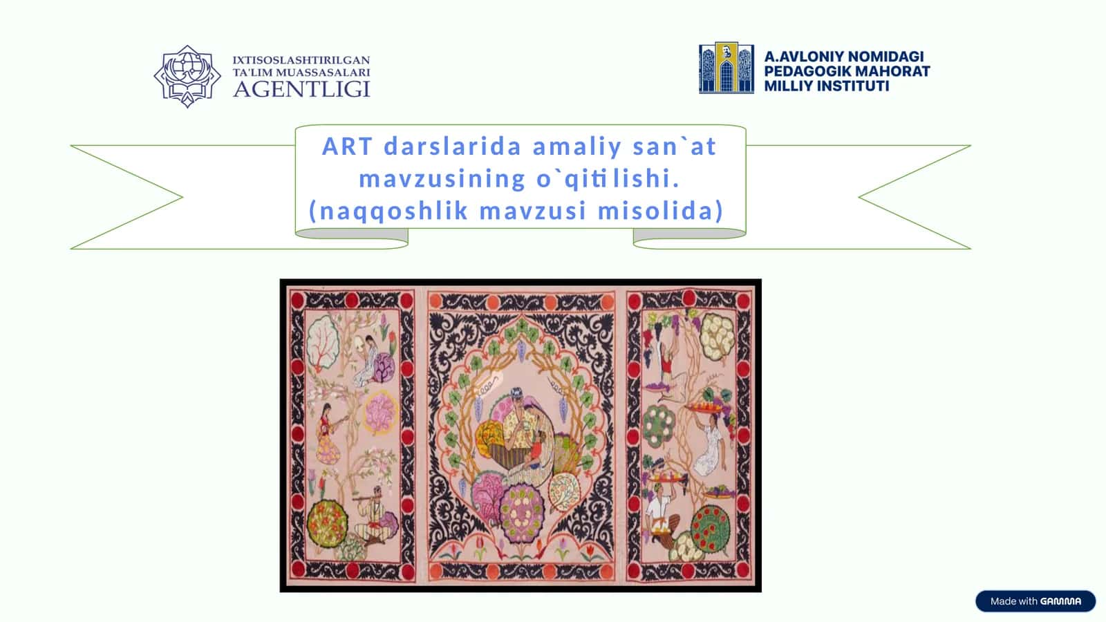 ARTdarslarida amaliy san'at mavzusining o'qitilishi. (naqqoshlik mavzusi misolida)