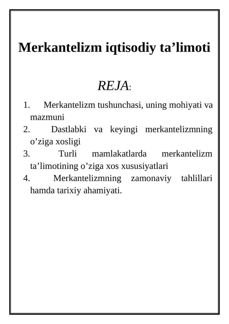 Merkantelizm iqtisodiy ta’limoti