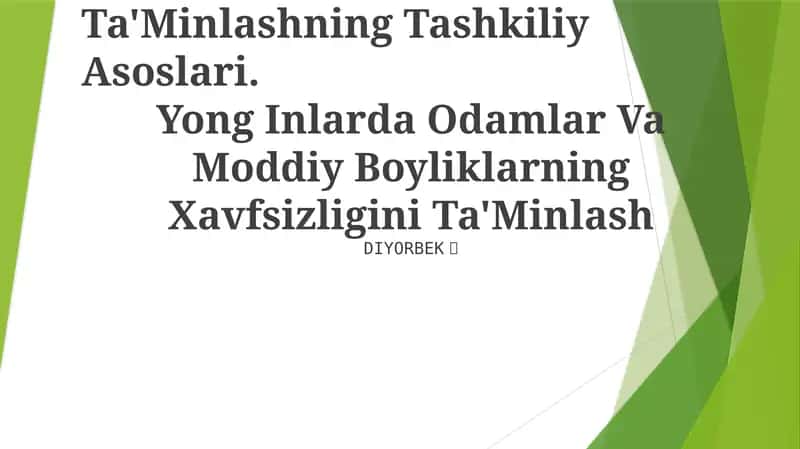 Yong' In Xavfsizligini Ta'Minlashning Tashkiliy Asoslari