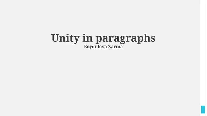 Unity in paragraphs