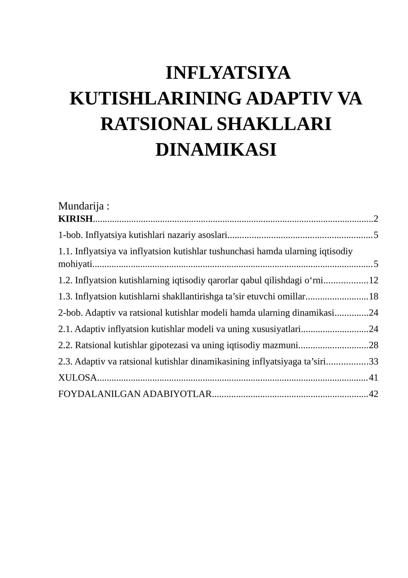 INFLEYATSIYA KUTISHLARINING ADAPTIV VA RATSIONAL SHAKLLARI DINAMIKASI