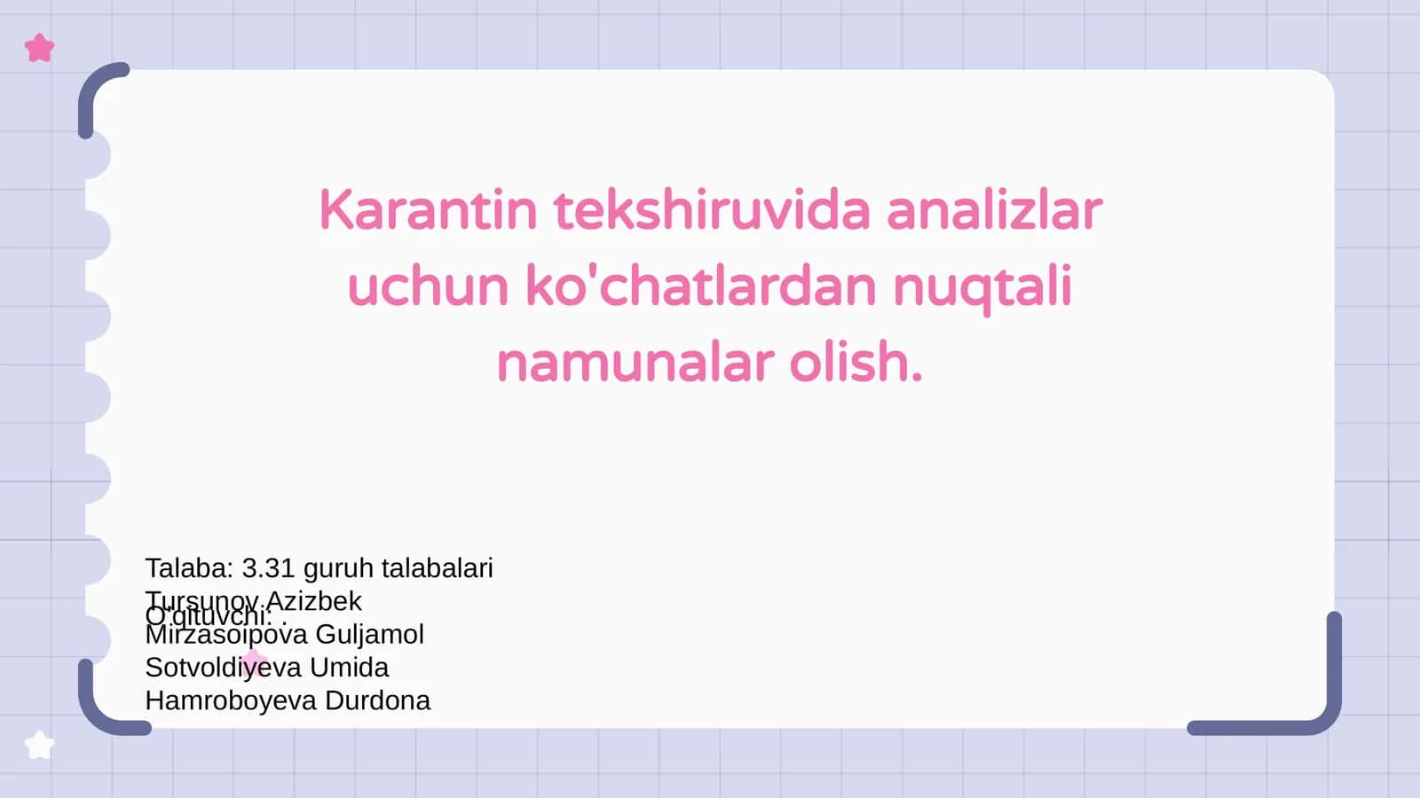 Karantin tekshiruvida analizlar uchun ko'chatlardan nuqtali namunalar olish