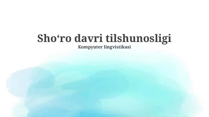 Shoʻro davri tilshunosligi