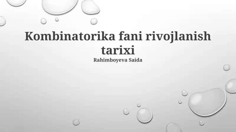 Kombinatorika fani rivojlanish tarixi