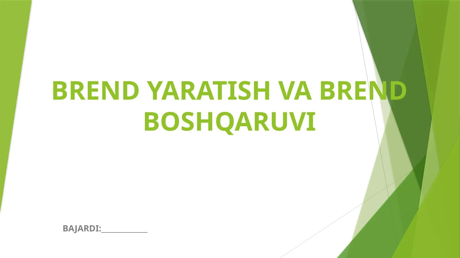 BREND YARATISH VA BREND BOSHQARUVI