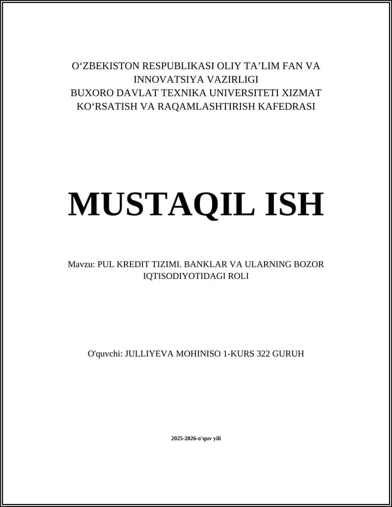 PUL KREDIT TIZIMI