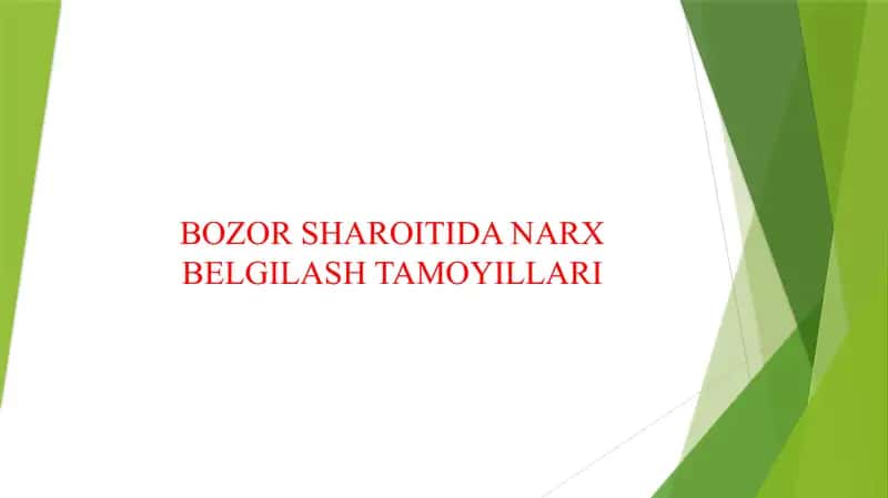 BOZOR SHAROITIDA NARX BELGILASH TAMOYILLARI