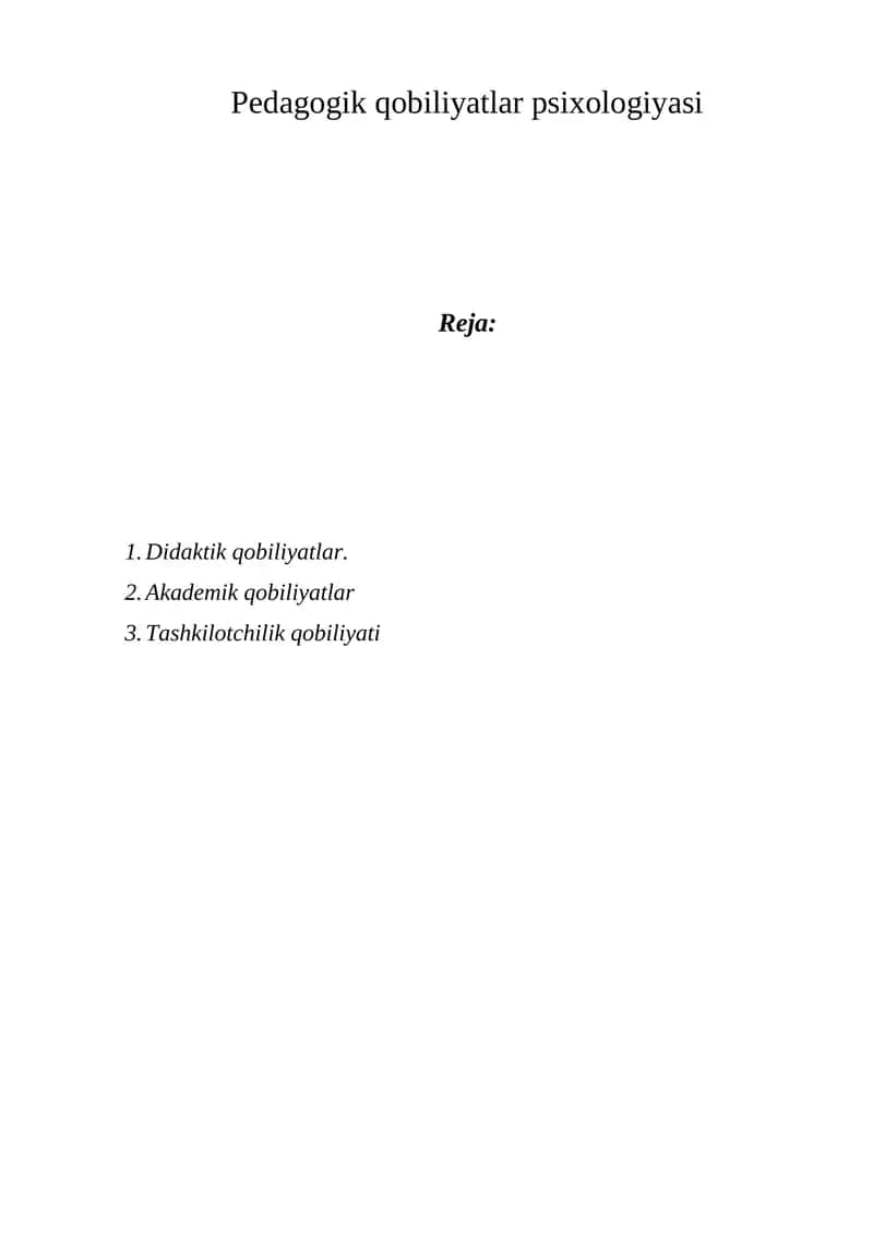 Pedagogik qobiliyatlar psixologiyasi