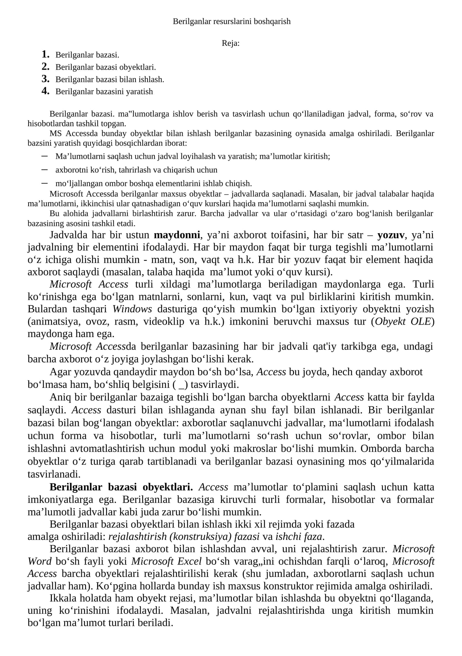 Berilganlar bazasi
