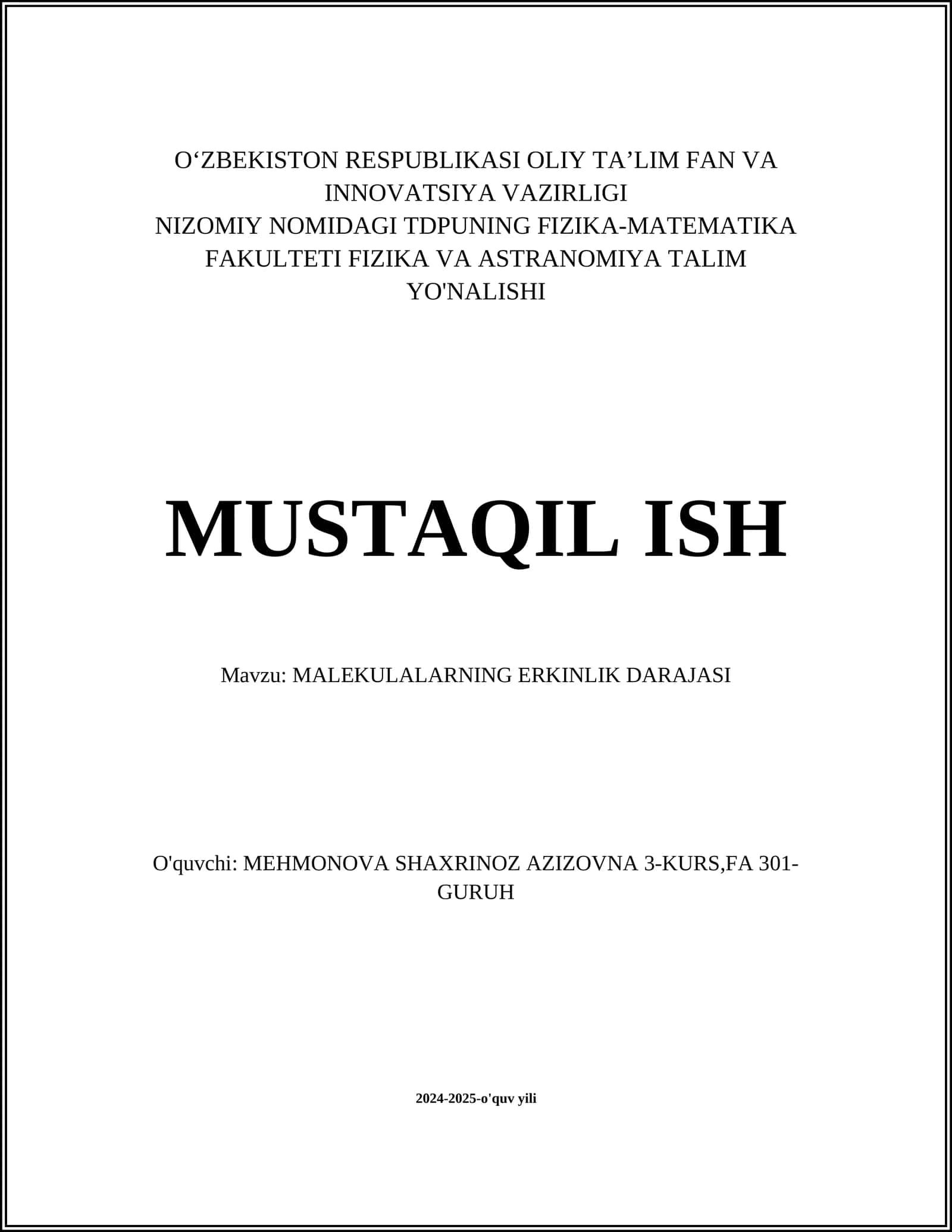 ERKINLIK DARAJASI