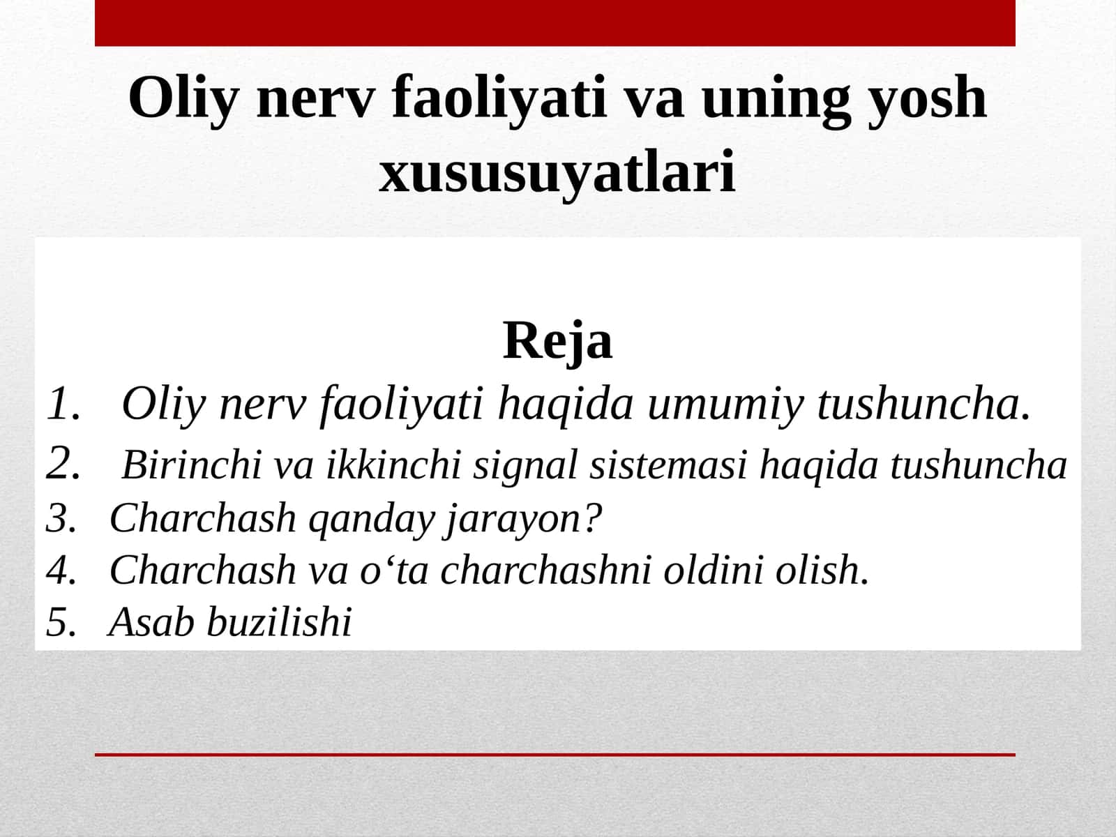 Oliy nerv faoliyati