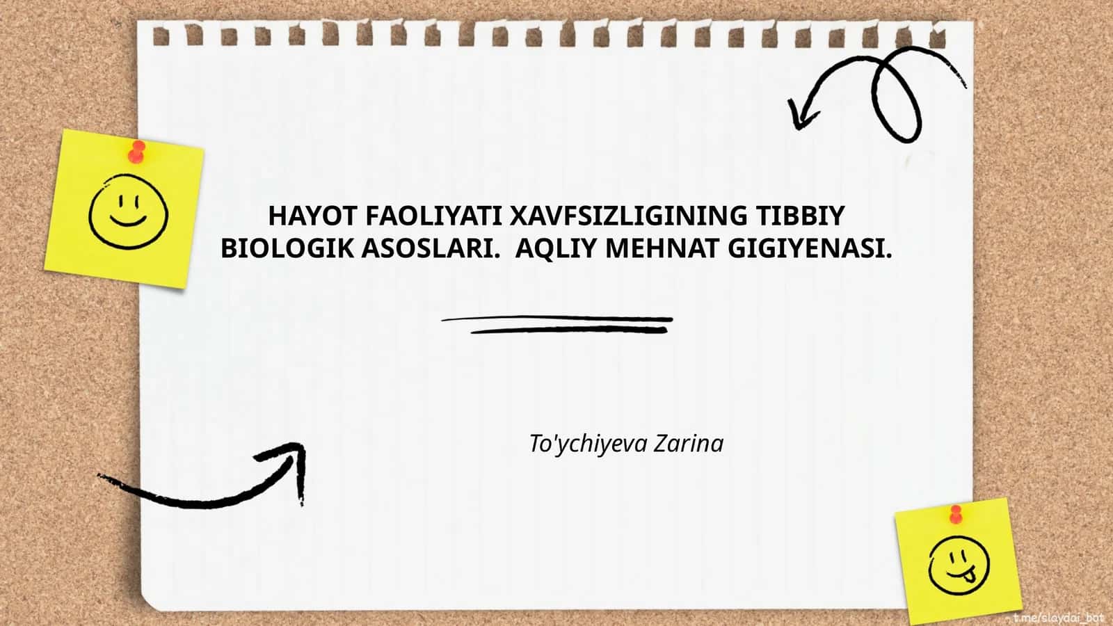 HAYOT FAOLIYATI XAVFSIZLIGINING TIBBIY BIOLOGIK ASOSLARI. AQLIY MEHNAT GIGIYENASI