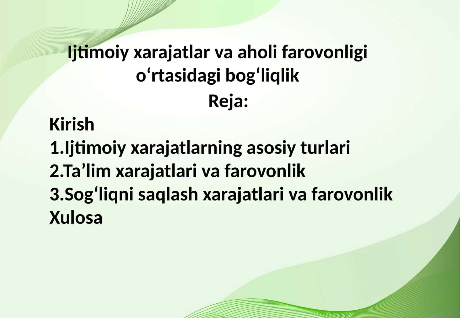 Ijtimoiy xarajatlar va aholi farovonligi o‘rtasidagi bog‘liqlik