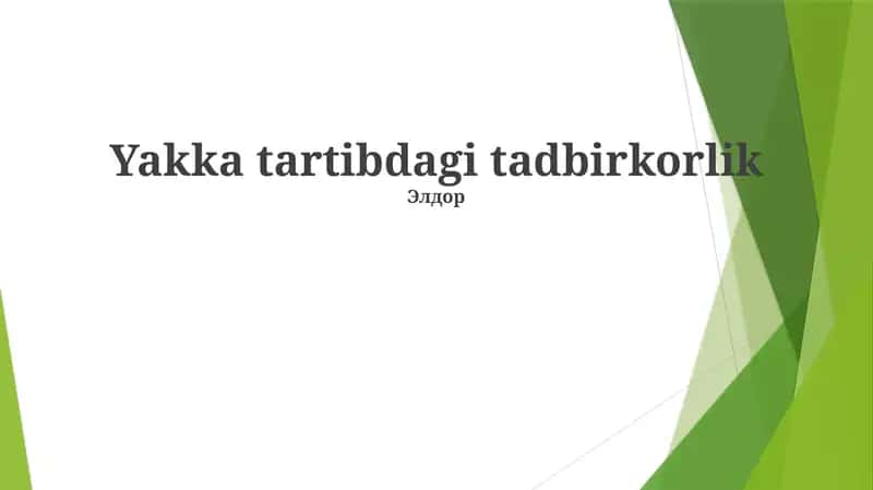 Tartibli Tadbirkorlik