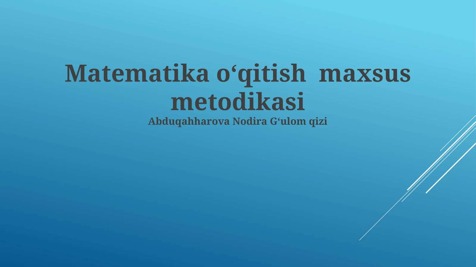 Matematika oʻqitish maxsus metodikasi
