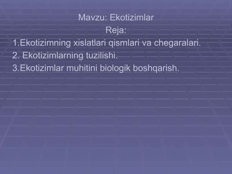 Ekotizimlar