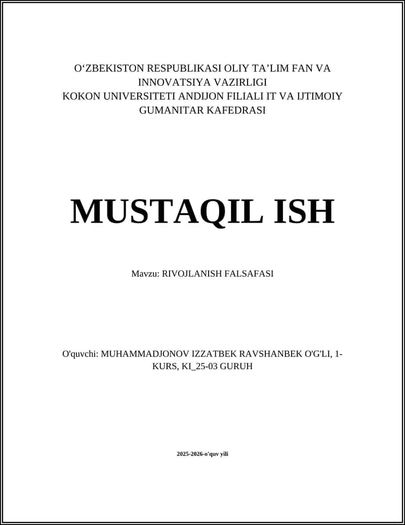 RIVOJLANISH FALSAFASI