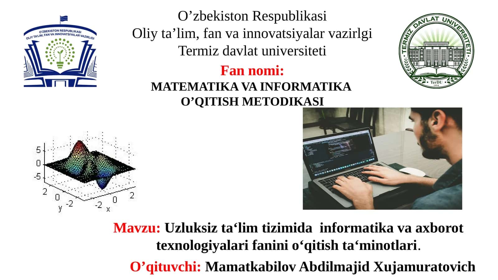 Uzluksiz ta‘lim tizimida informatika va axborot texnologiyalari fanini o‘qitish ta’minotlari