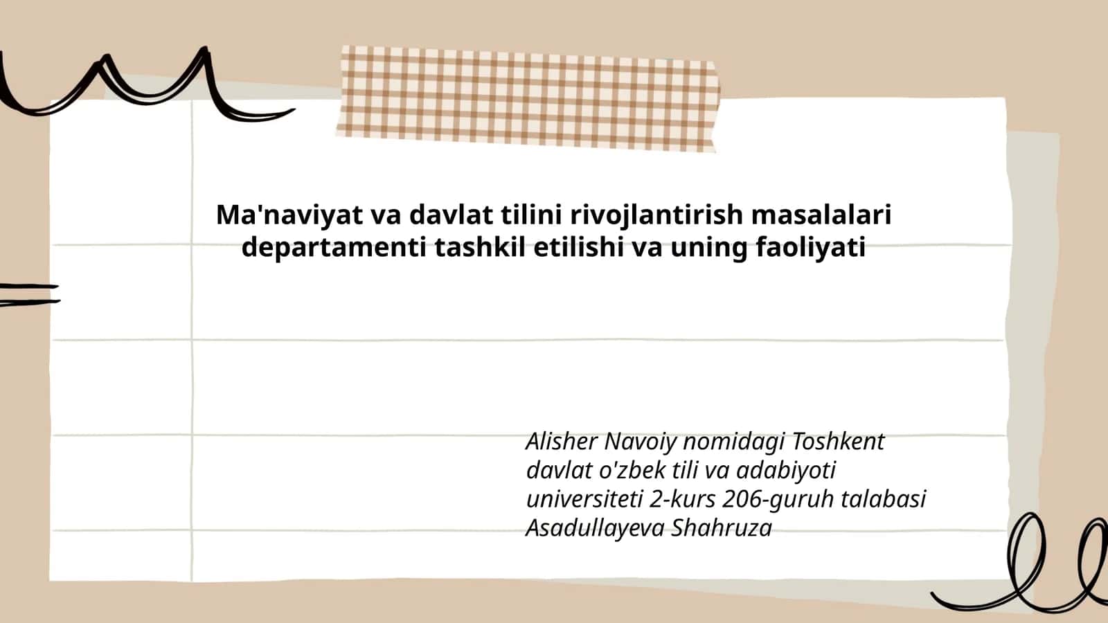 Ma'naviyat va davlat tilini rivojlantirish masalalari departamenti tashkil etilishi va uning faoliyati