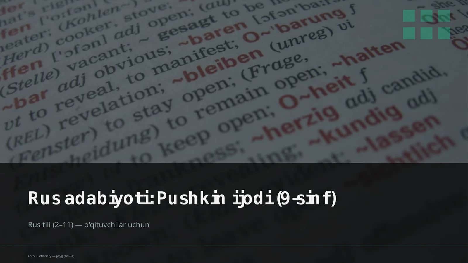 Rus adabiyoti: Pushkin ijodi (9-sinf)