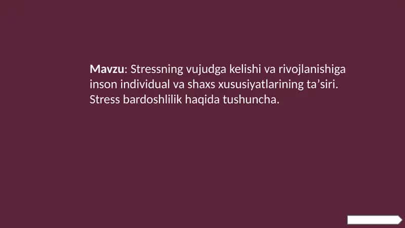 Stressning Vujudga Kelishi va Rivojlanishiga Inson Individual va Shaxs Xususiyatlarining Ta’siri