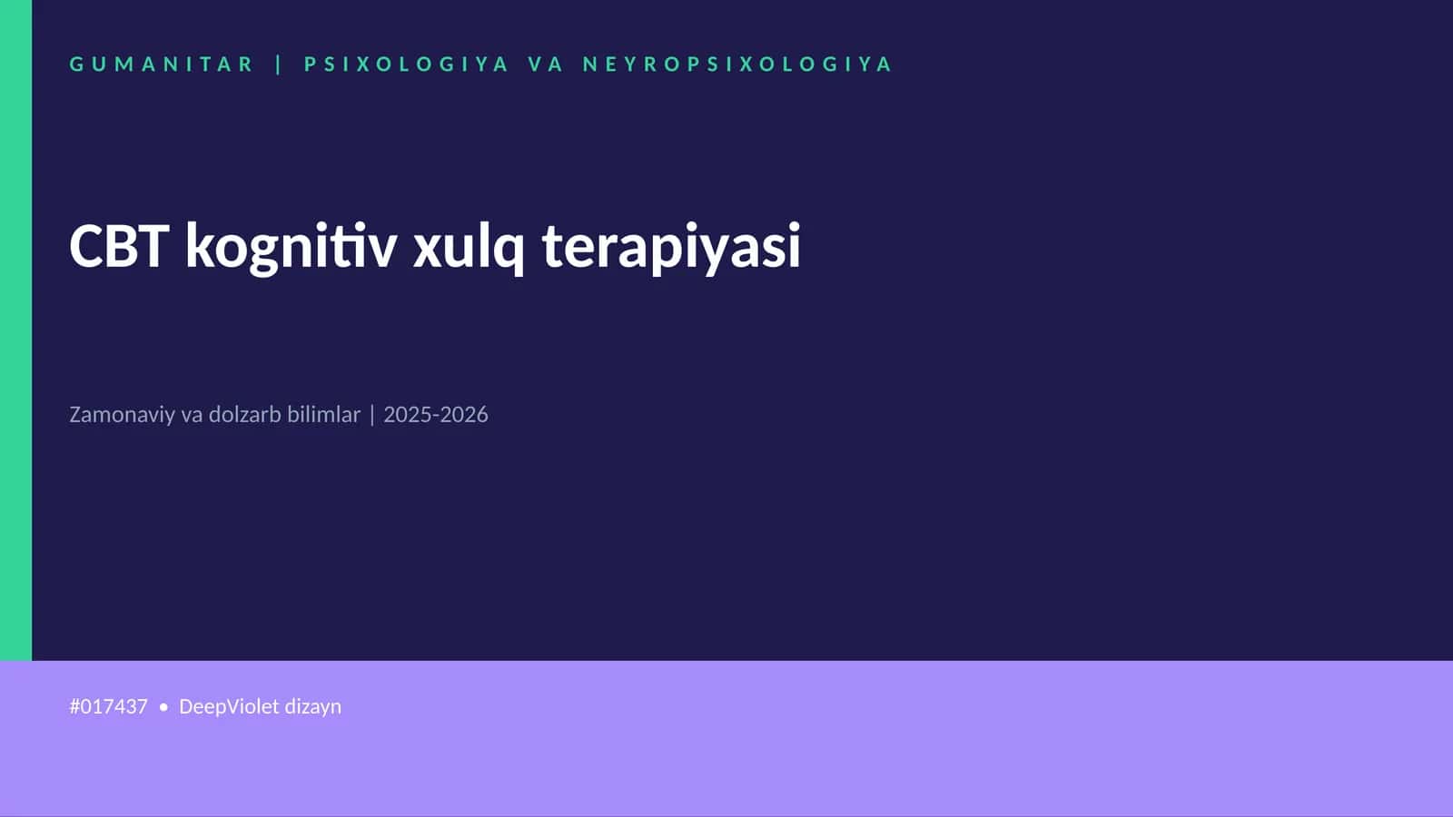CBT kognitiv xulq terapiyasi