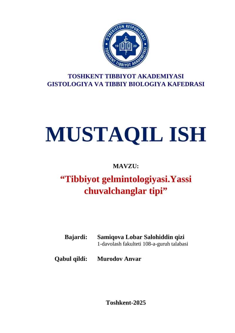 Tibbiyot Gelmintologiyasi