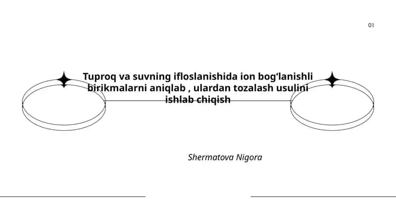 Tuproq va suvning ifloslanishida ion bogʻlanishli birikmalarni aniqlab, ulardan tozalash usulini ishlab chiqish