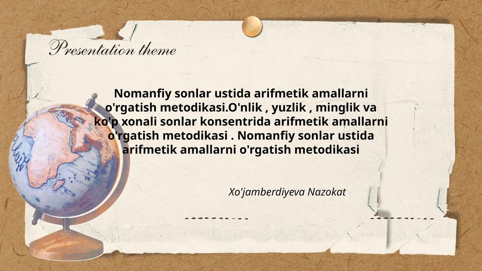 Nomanfiy sonlar ustida arifmetik amallarni o'rgatish metodikasi