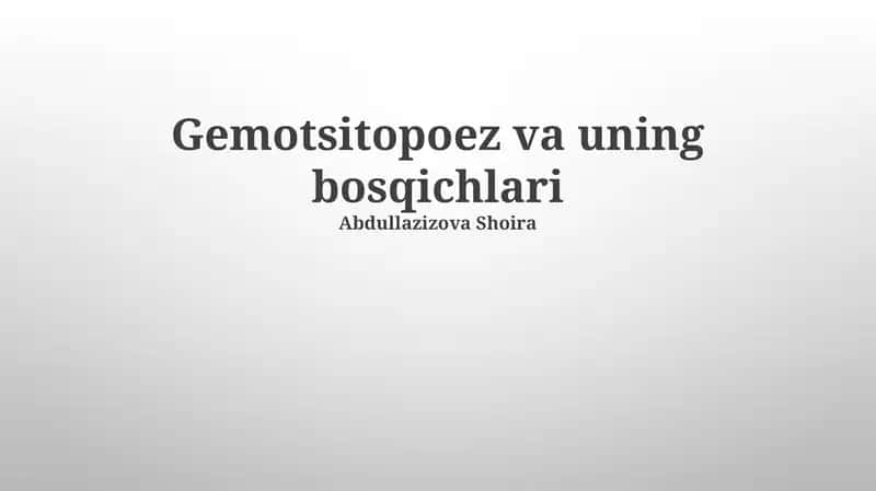 Gemotsitopoez va uning bosqichlari