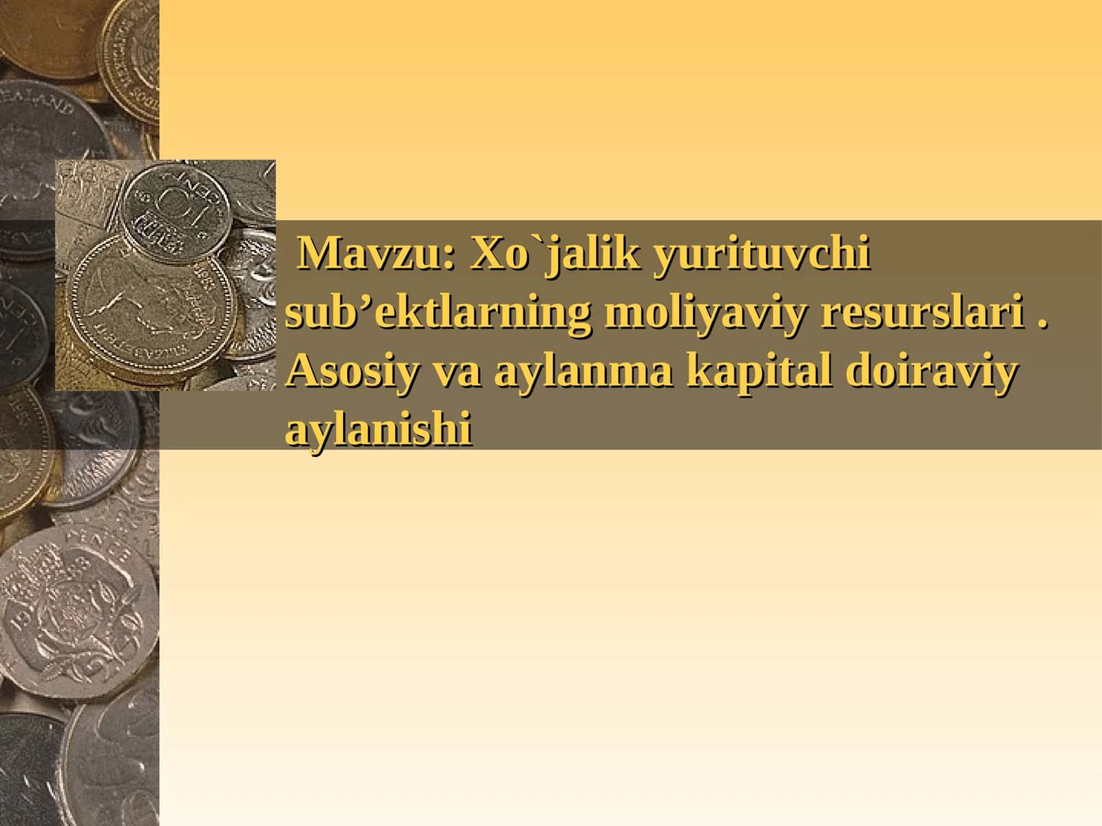 Xo`jalik yurituvchi sub’ektlarning moliyaviy resurslari, Asosiy va aylanma kapital doiraviy aylanishi
