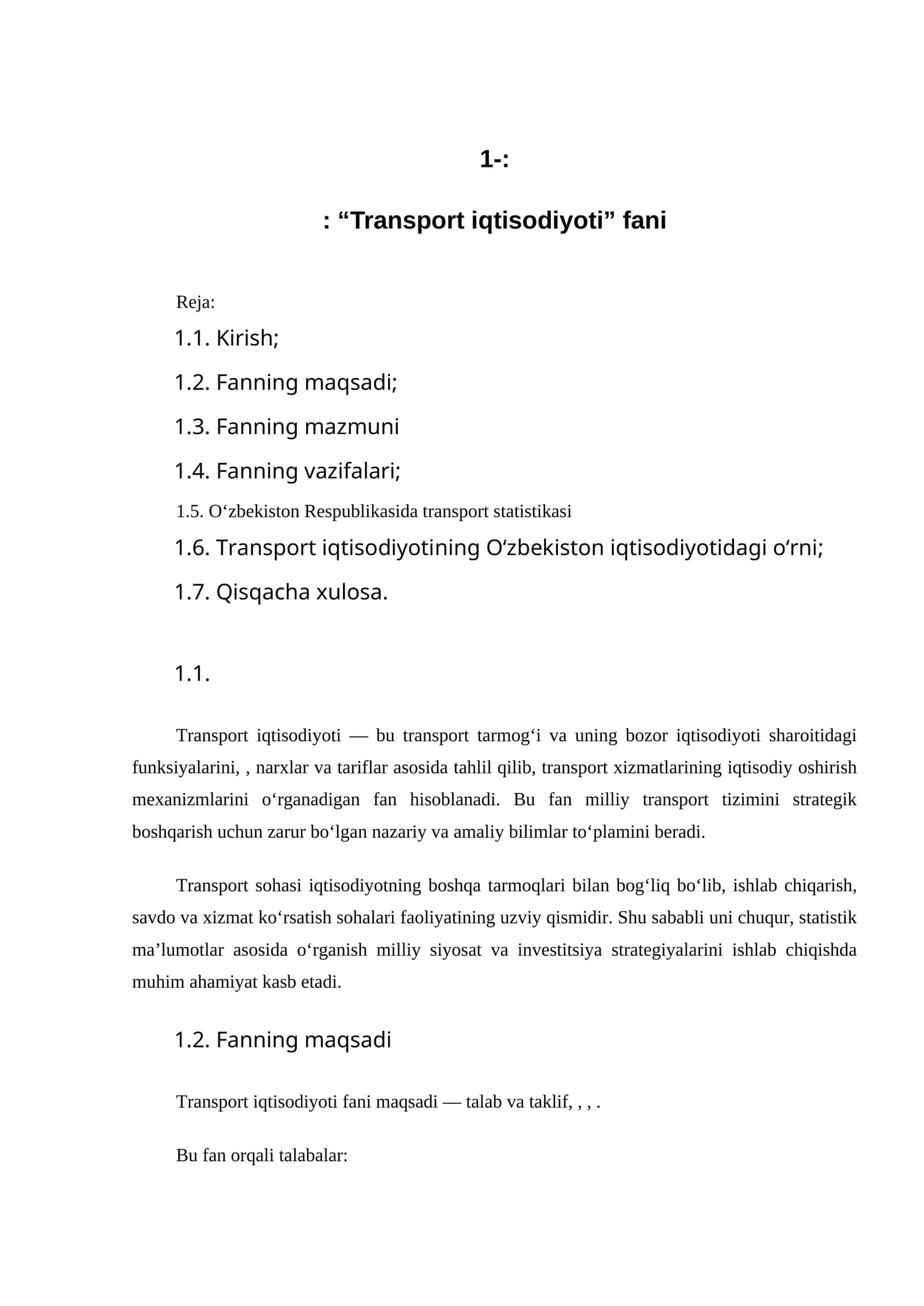 Transport iqtisodiyoti