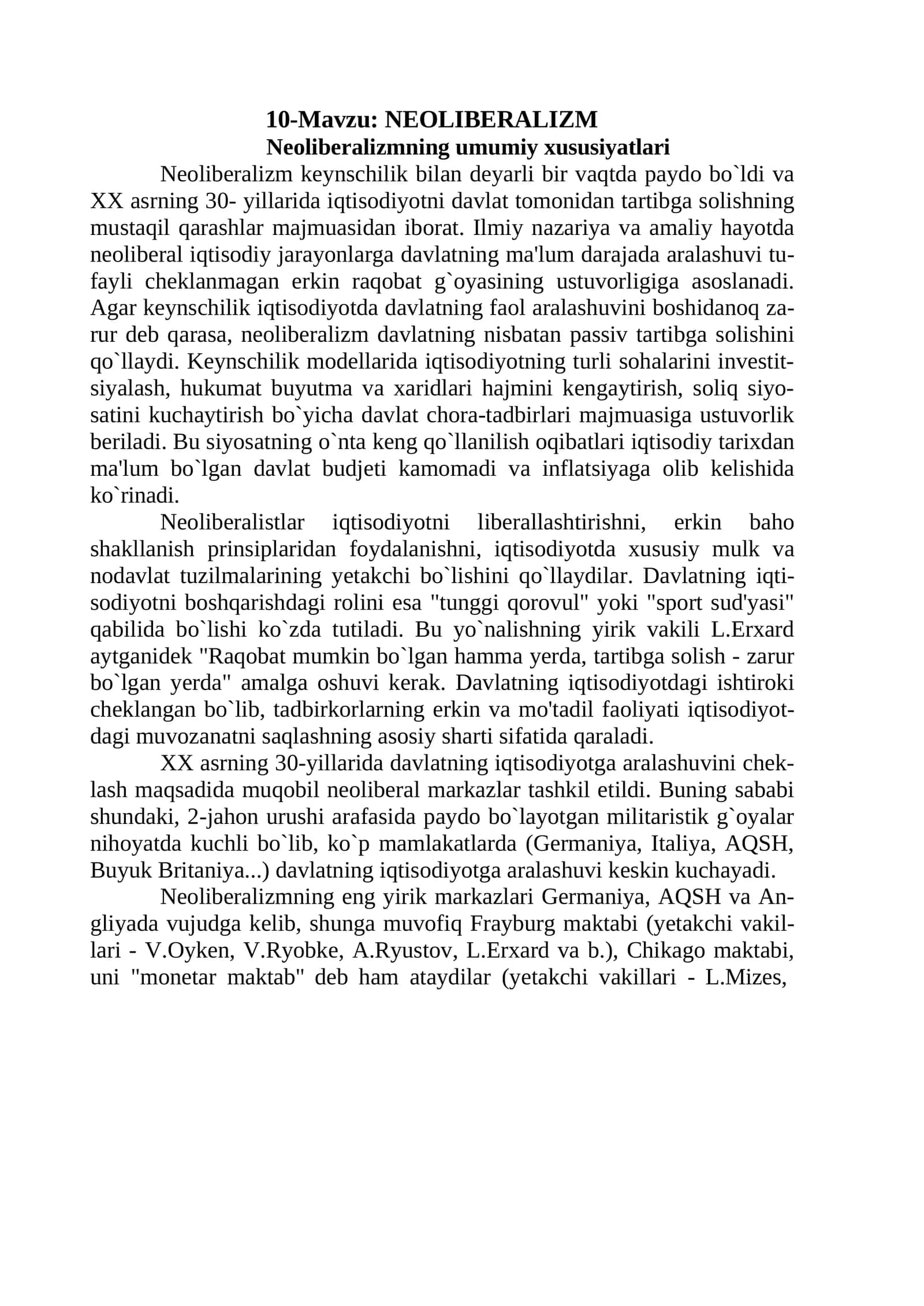 NEOLIBERALIZM