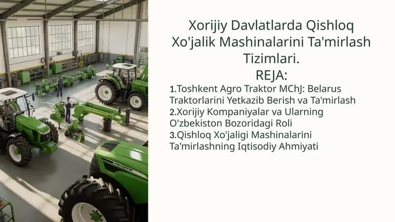 Qishloq Xo'jalik Mashinalarini Ta'mirlash Tizimlari