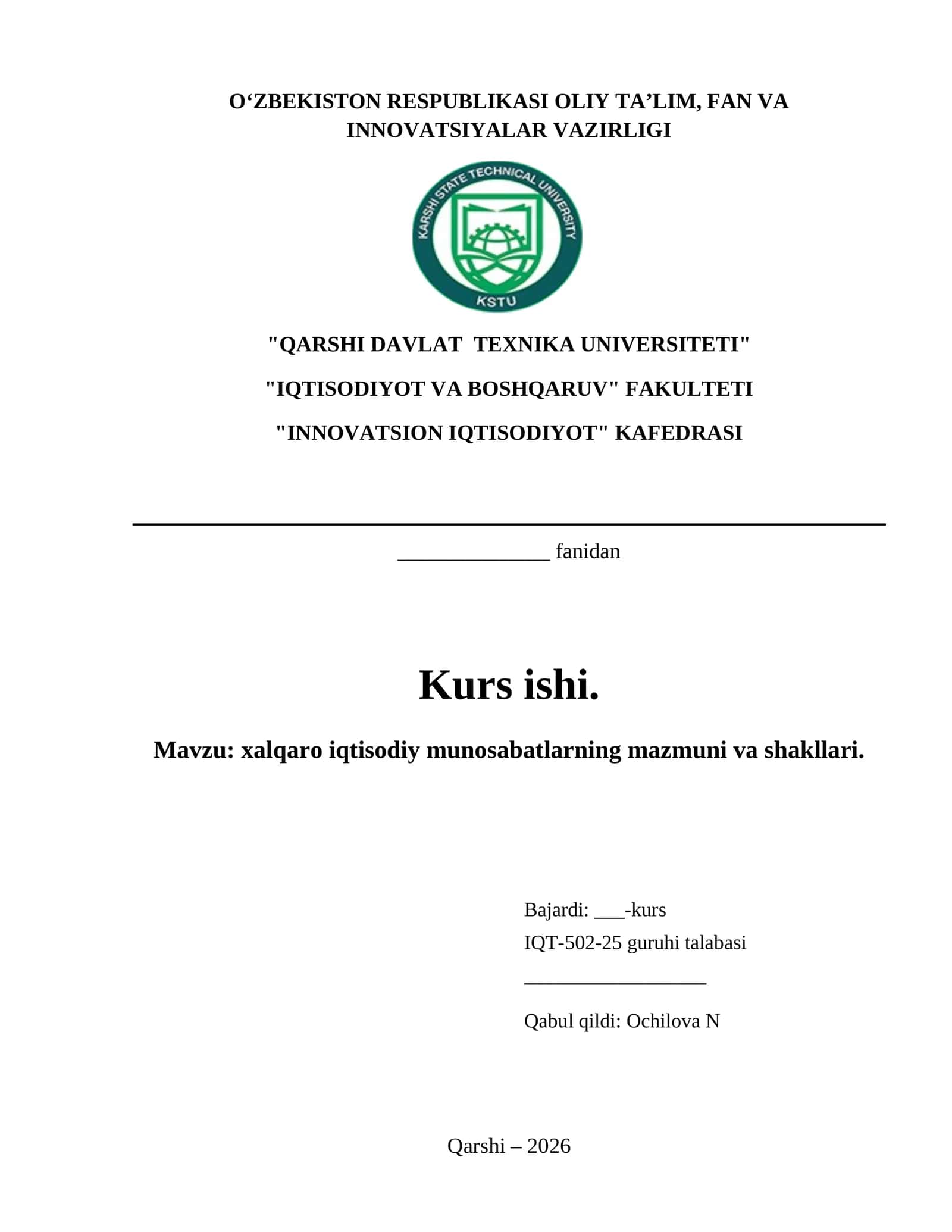 xalqaro iqtisodiy munosabatlarning mazmuni va shakllari
