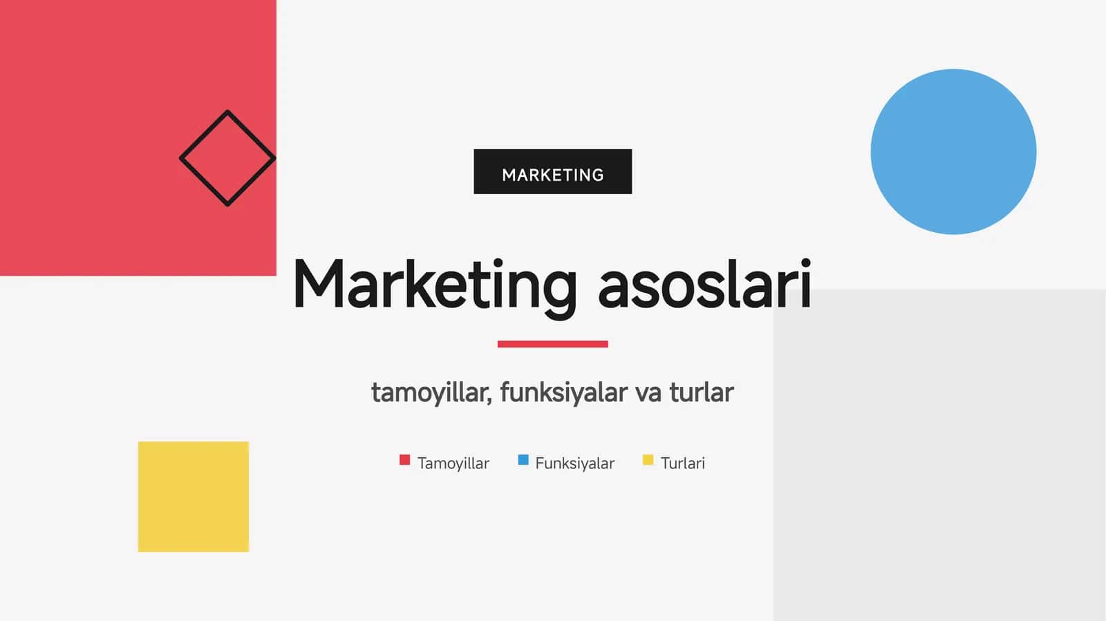 Marketing tamoyillari,funksiyalari va turlari