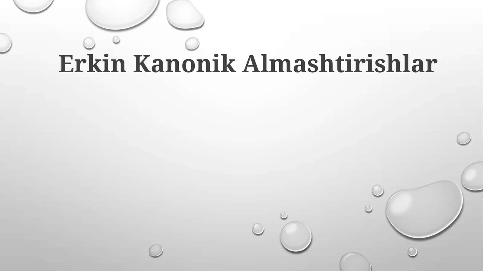 Erkin Kanonik Almashtirishlar
