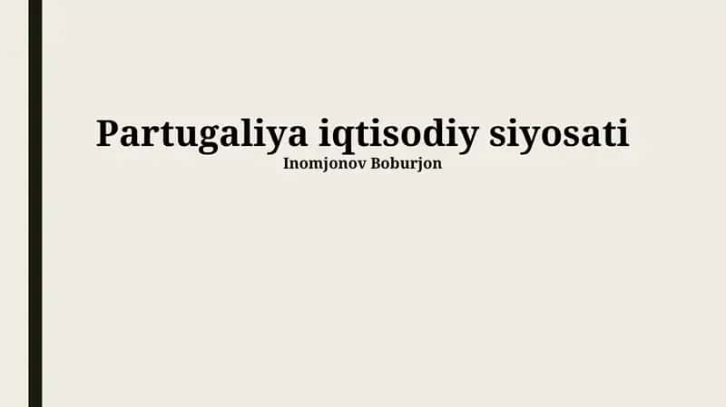 Partugaliya iqtisodiy siyosati