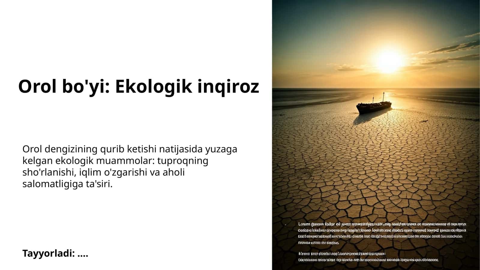 Orol bo'yi: Ekologik inqiroz