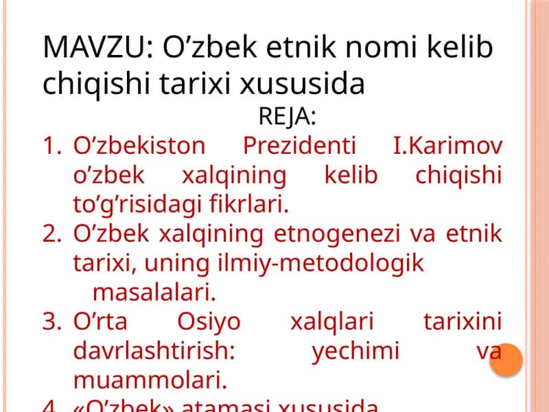 O'zbek etnik nom kelib chiqishi tarixi xususida